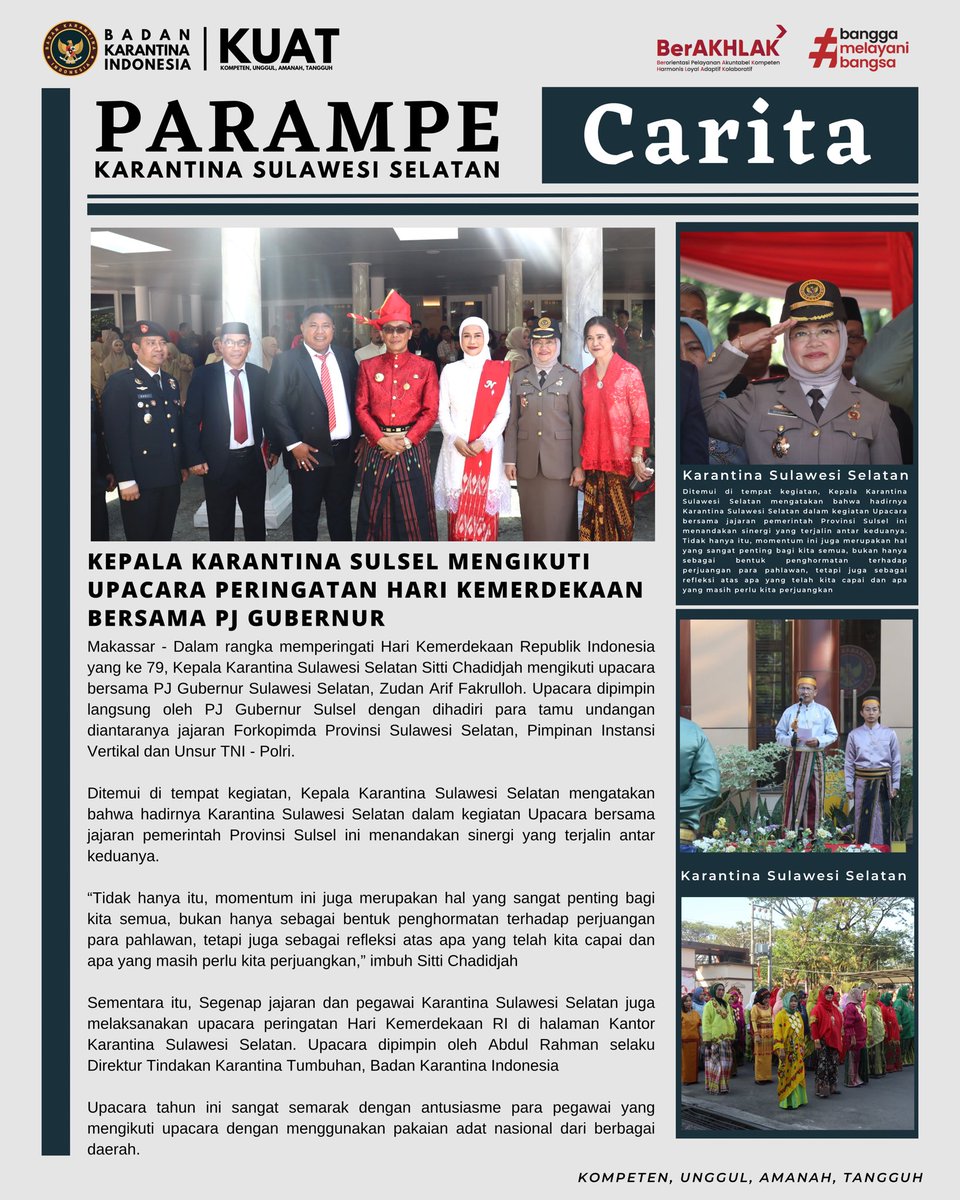 Kepala Karantina Sulsel Mengikuti Upacara Peringatan Hari Kemerdekaan Bersama Pj Gubernur

#karantinasulawesiselatan