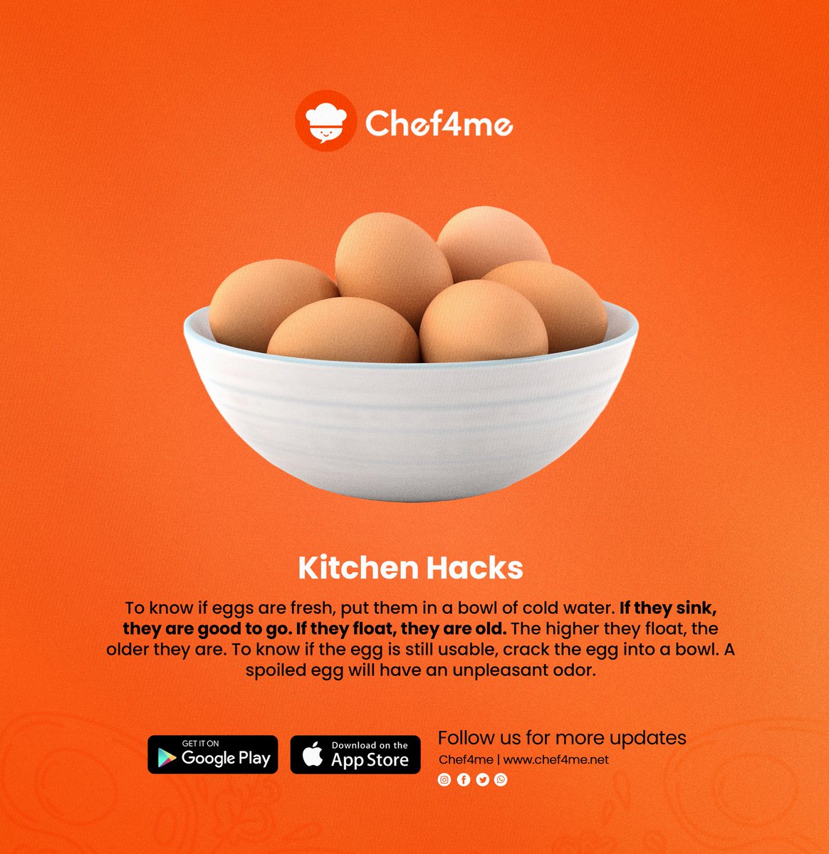 chef4meapp's tweet photo. Try this hack next time eggs are part of your cooking or baking ingredients. It will save you time and prevent wastage 👩🍳
If you find this helpful, be sure to Like, Save, and Share this post ✨
#chef4me #kitchenhack #eggs #chef #homemademeals #freshmeals #eggtest https://t.co/DS12c687ne