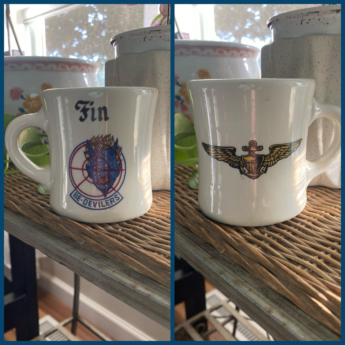 RealkristIncred's tweet image. One of the many coffee mugs my Dad had. My Mom had one too, and this particular mug represents one of the squadrons that he was a part of. I’m super proud to have these memories! ☕️🇺🇸 #fighterpilot #Navy