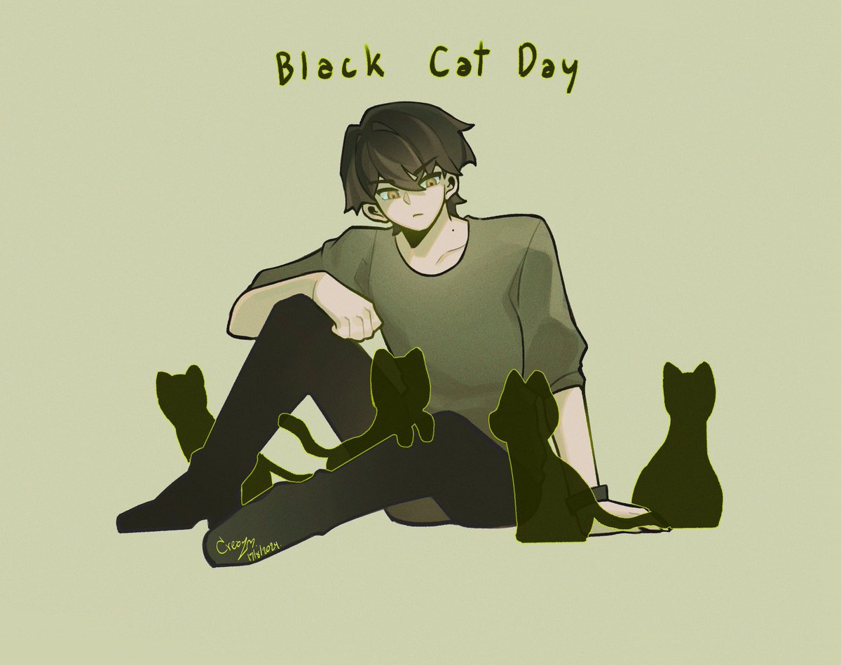 happy black cat appreciation day 🐈‍⬛

#30daysdrawingchallenge #oc
Day 13
