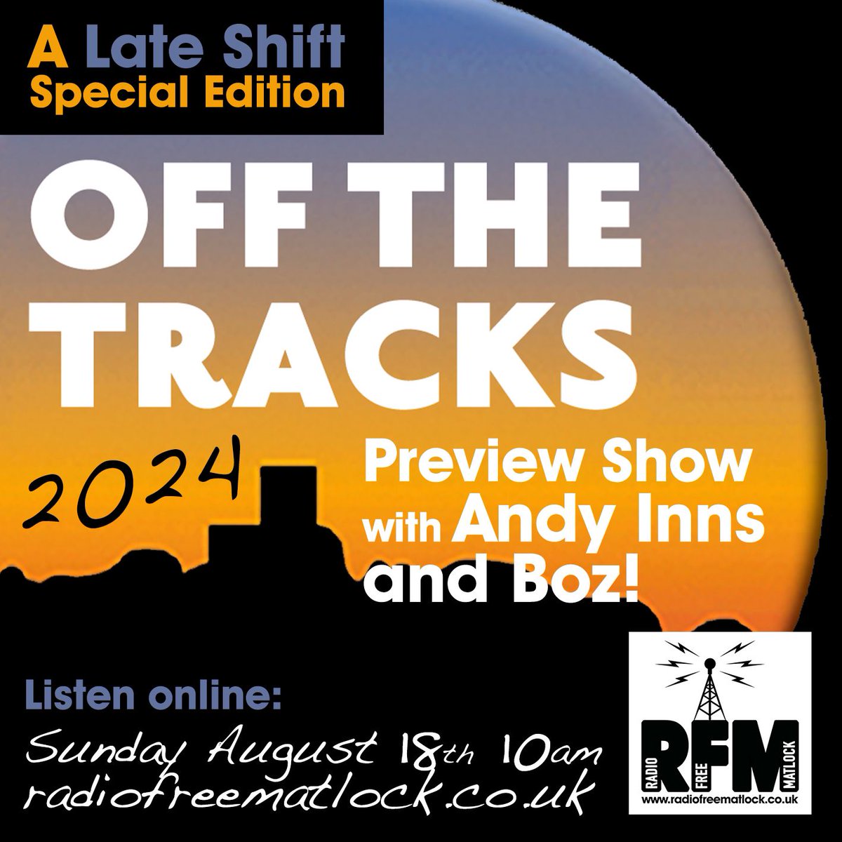 LateShift_VPRAC's tweet image. Catch our preview show of the Off The Tracks Festival 2024 on Sunday morning, 10am on @RadioMatlock 

radiofreematlock.co.uk or 

RFM on:  Simple Radio - Alexa - Smart Radio