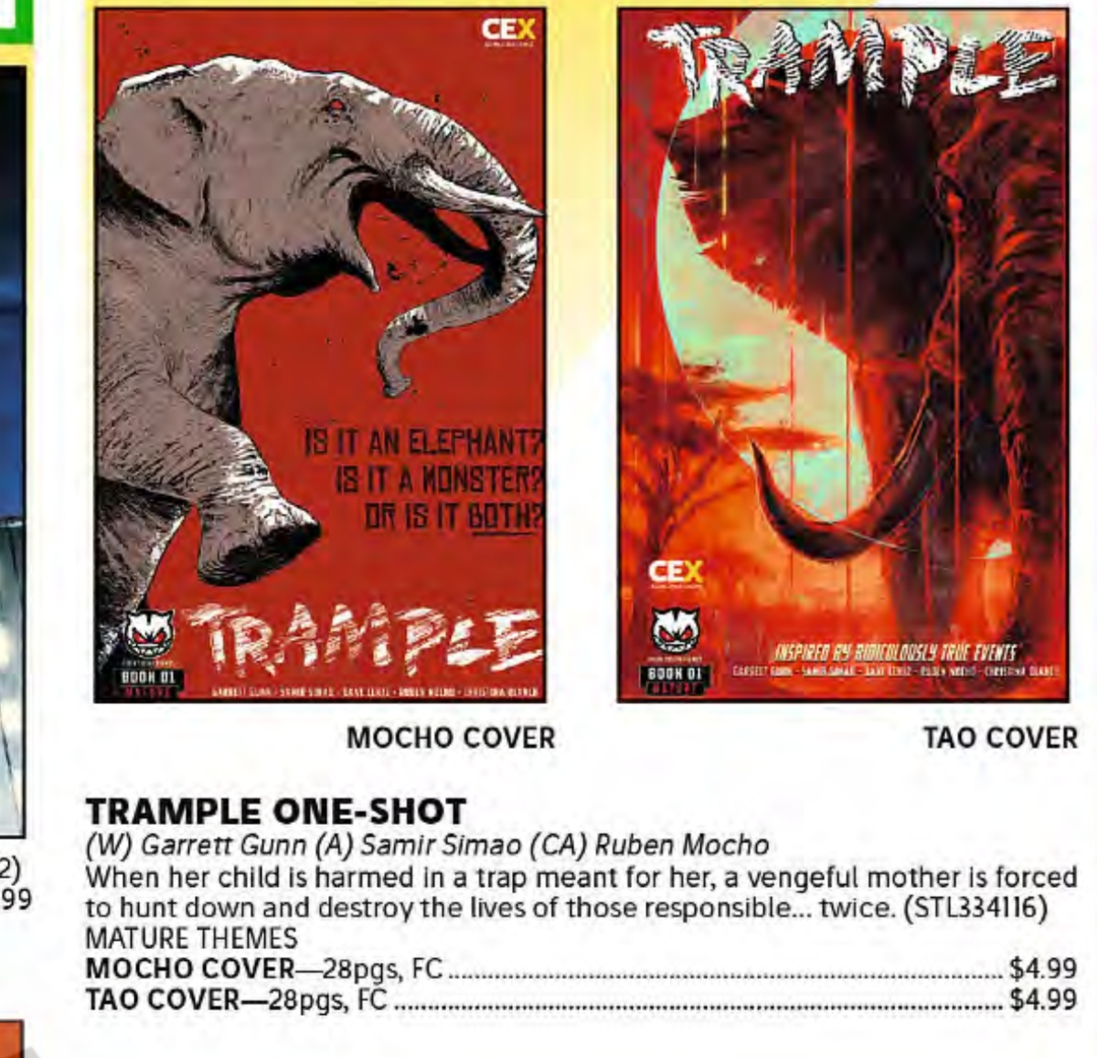 SCARCEXL's tweet image. Notre selection indé dans le previews de ce mois:
- une réédition de Matt Howard (cf. Scarce 78) chez Cosmic Lyon
- chez Zenescope, des lapins guerriers à une Furry Con
- Fred Harper sur Toxic Avenger chez Ahoy
- une histoire de vengeance elephantesque chez XEX
Scarce 94 avance !