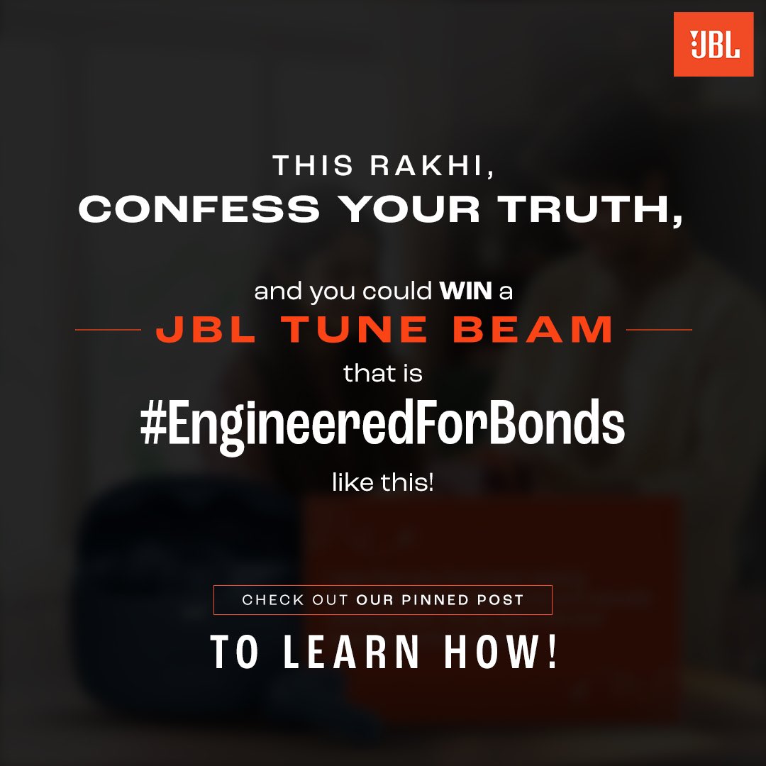 JBLSoundIn's tweet photo. Are you #EngineeredForBonds?
Participate in this fun #RakshaBandhan contest and win your sibling a JBL Tune Beam.
Check out our pinned post. π
#Contest #RakhiGifts #JBLTuneBeam #JBLIndia #JBL https://t.co/v4ni87DZ5b