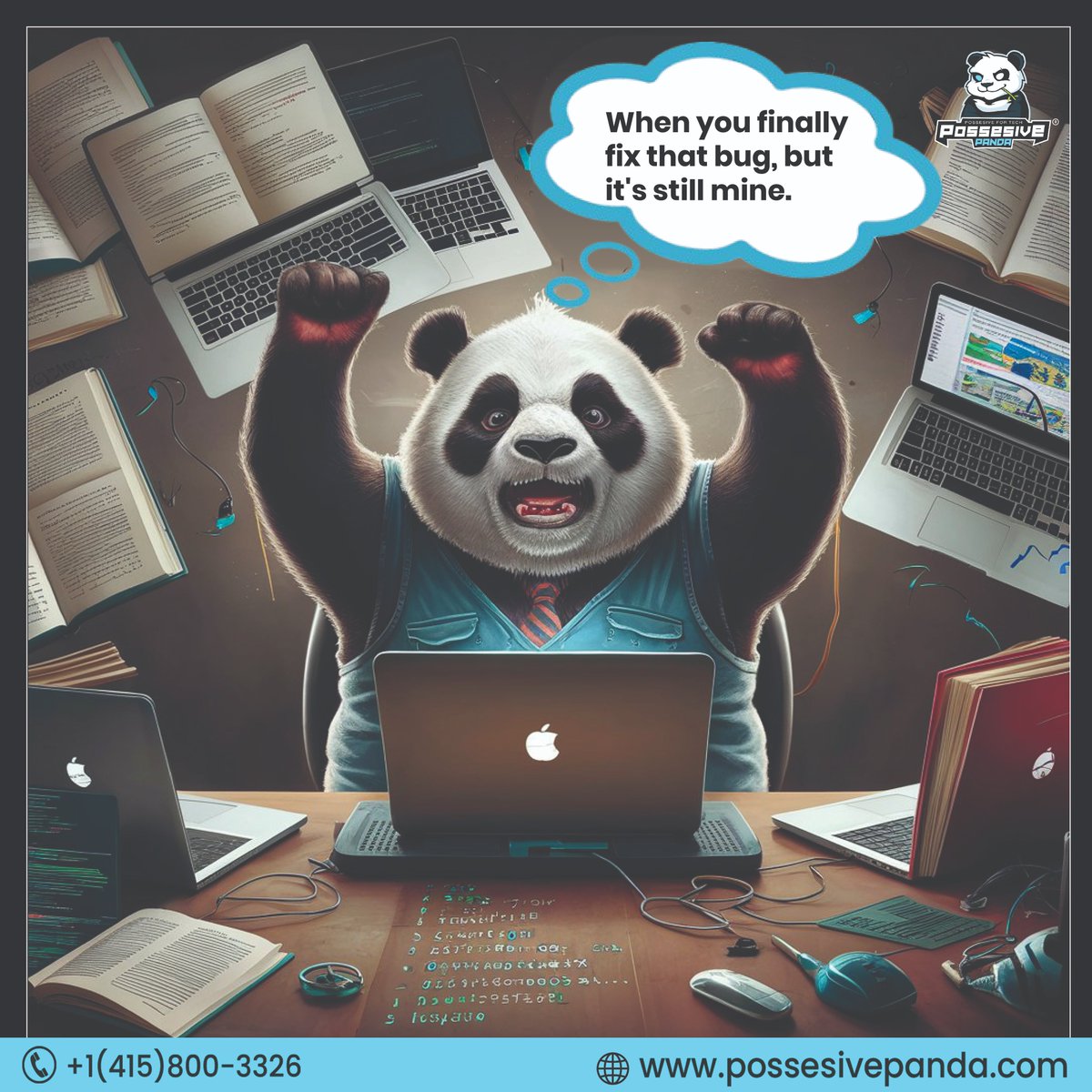 possesivepanda's tweet image. When the bug is fixed, but it’s still &apos;yours&apos; 🐛💻
.
𝐁𝐎𝐎𝐊 𝐘𝐎𝐔𝐑 𝐅𝐑𝐄𝐄 𝐂𝐎𝐍𝐒𝐔𝐋𝐓𝐀𝐓𝐈𝐎𝐍
🌐: possesivepanda.com
.
.
#DeveloperLife #CodeOwnership #PossessivePanda