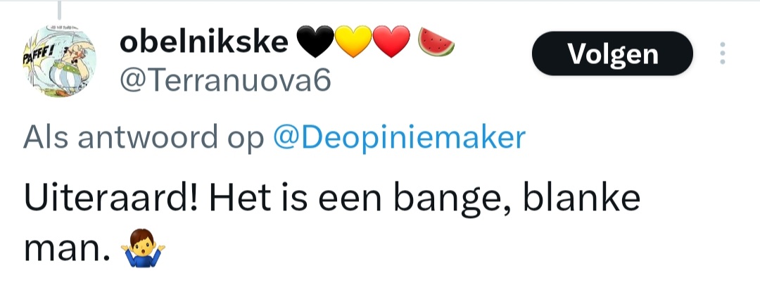 BertvanVondel's tweet image. Bij @Terranuova6 in België heb je #witte mannen en #blanke mannen hahaha. Wat is het verschil ObelNIKSke?