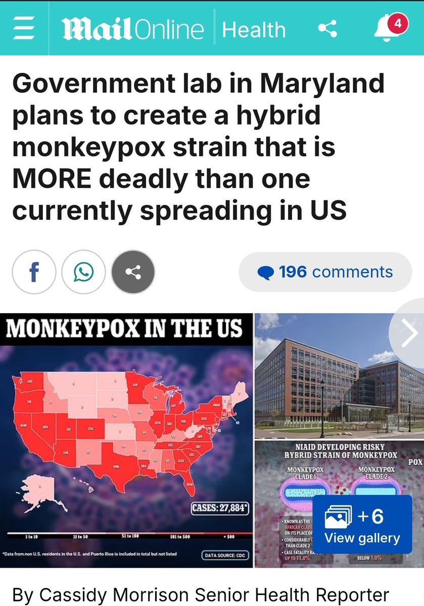 robinmonotti's tweet image. Government lab in Maryland plans to create a hybrid monkeypox strain that is MORE deadly than one currently spreading in US (2022):
"A Government laboratory in Maryland plans to make the circulating monkeypox strain more lethal in highly controversial research in mice.
The team…