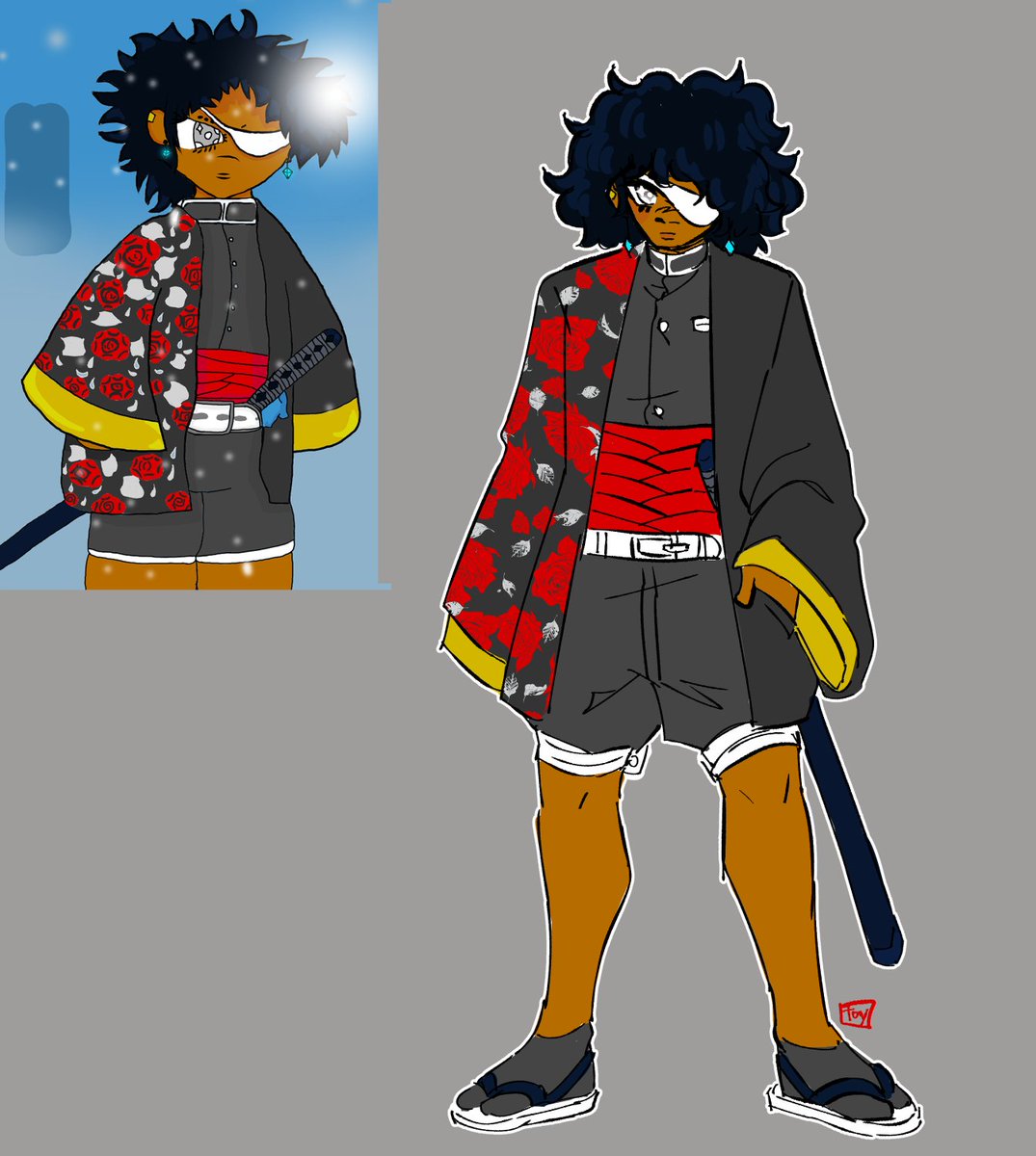 CharcoalSenpai's tweet image. This was made by @fandomonian . He wanted to draw my Demon Slayer, and I was much too happy to oblige!! Thank you Dude!!