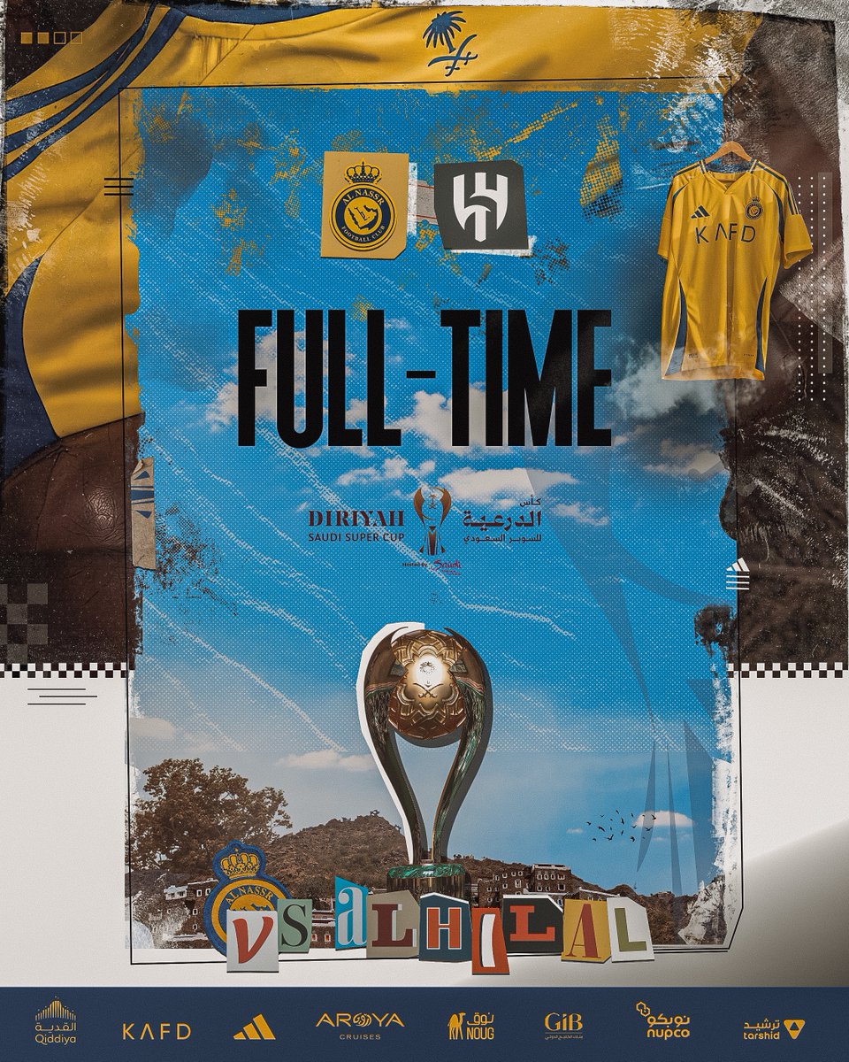 AlNassrFC's tweet photo. 🔚 | نهايـة المواجهة!
النصر 1 - 4 الهلال
#النصر_الهلال ⁩ | ⁦#AlNassrAlHilal⁩
#كأس_الدرعية_للسوبر_السعودي https://t.co/9ZWPQgLCMD