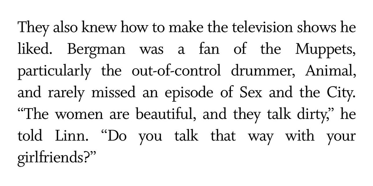 d (@filmvirgo) on Twitter photo ingmar bergman being a satc fan ingmar bergman being a satc fan