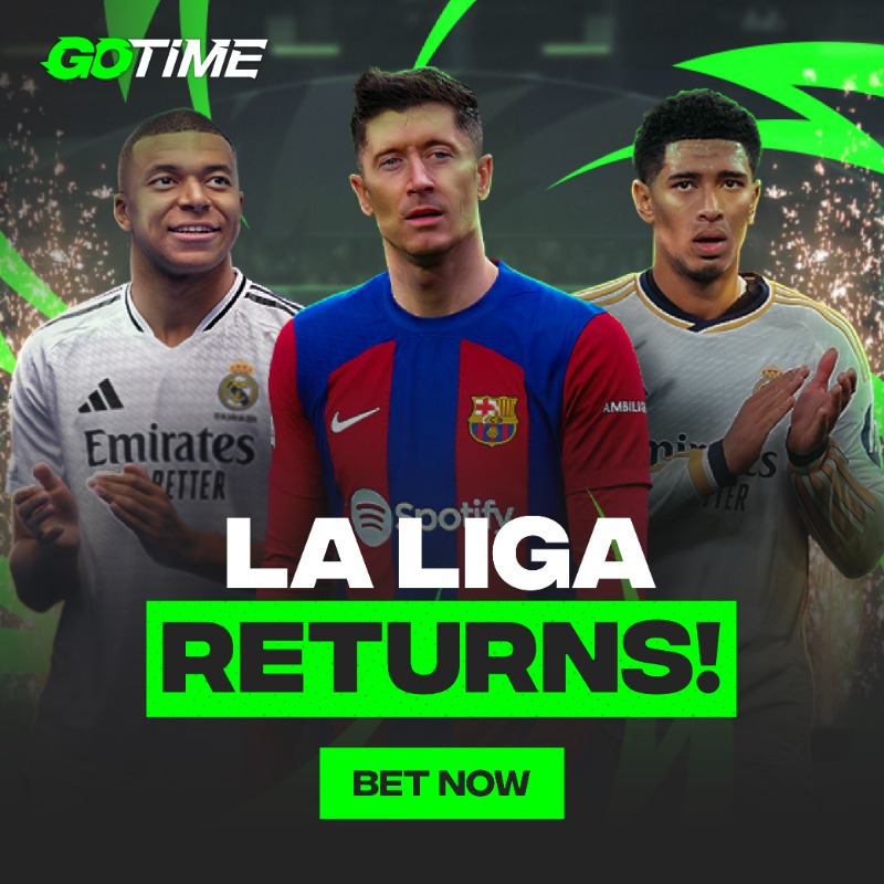 Bet9jaOfficial's tweet photo. Its go time! La Liga is back sign up now and start to win.