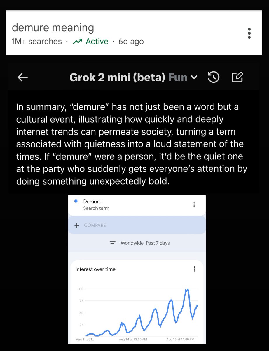 SntTrader_'s tweet photo. $Demure has grown my interest for it over the past few days.

It’s been holding pretty well, breaking ATH and winning PvPs, and I can already see and feel why.

This is a new trend that has been growing at a rapid rate, even the analytics say so.

10x already for us and it could’ve been you too

its got potential to go even higher if the market lets it.

@verydemuresol