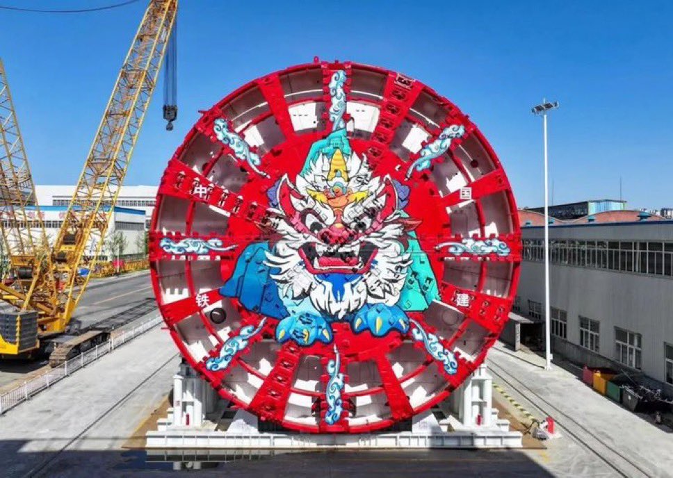 orikron's tweet photo. I love the little designs that the chinese engineers put on their massive tunnel-boring machines https://t.co/Cf9wtdeSLP