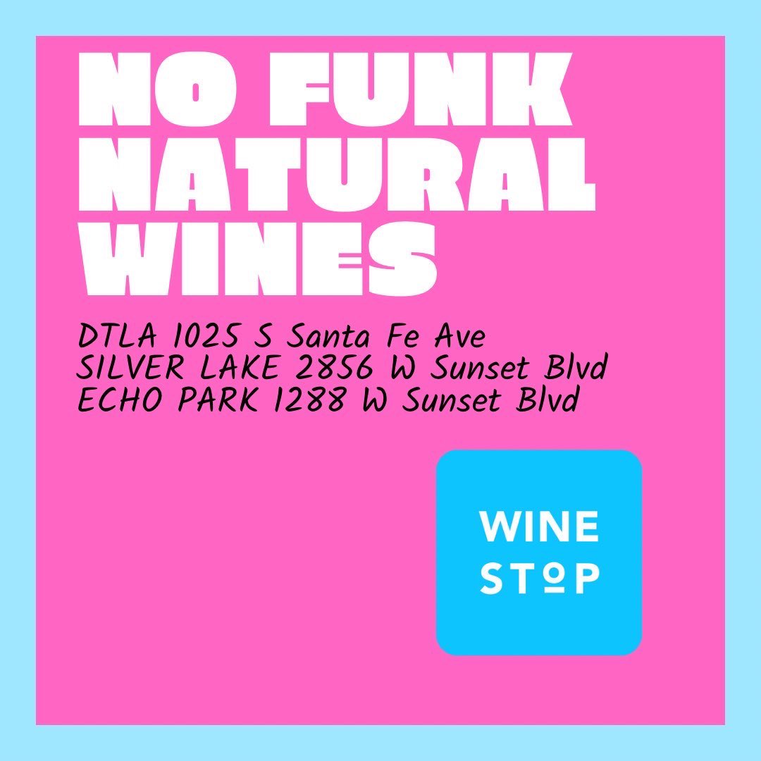 WineStopDTLA's tweet photo. #DrinkBetter #SustainableSipping #MindfulTasting #NoFunk

Shop in store and online at https://t.co/8JldgGg7PY.

7 days a week.

Now 3 LA locations:
#ECPK: 1288 Sunset Blvd
#SVLK: 2856 Sunset Blvd
#DTLA: 1025 S Santa Fe Ave https://t.co/R0632ioaXI