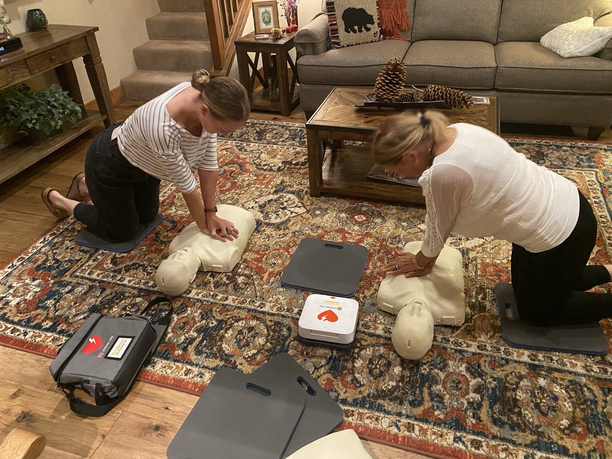 Teaching neighbors CPR &amp; AED use last night. CPR saves lives!!