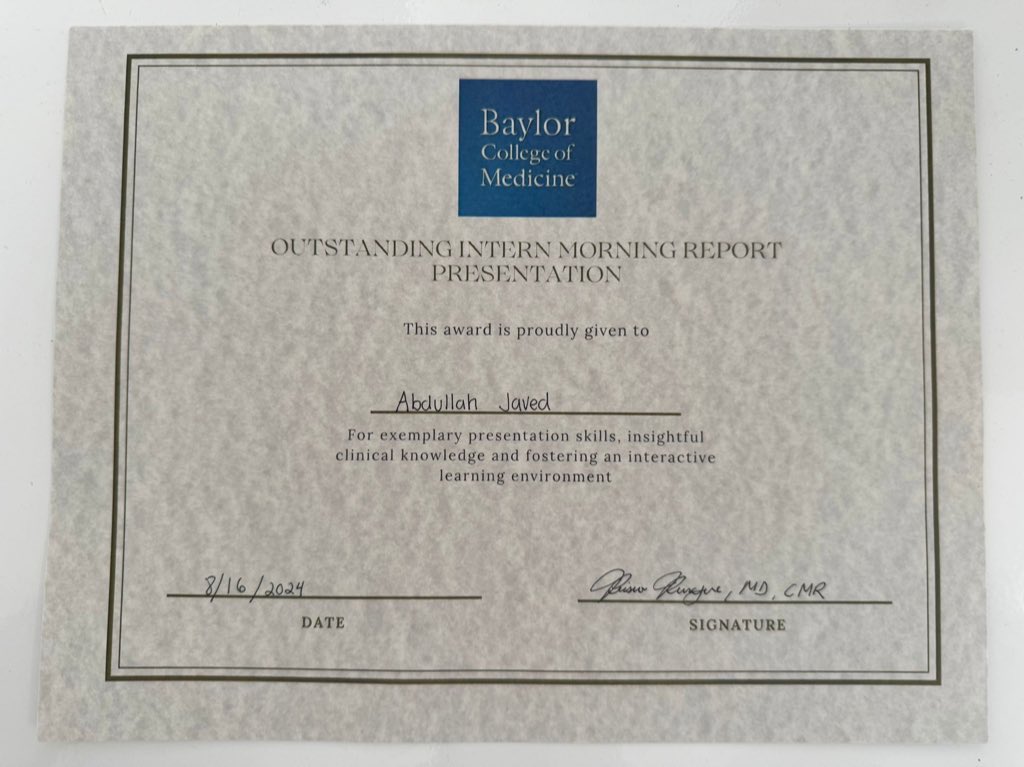 Muhammad Abdullah Javed (@ajabdullahjaved) on Twitter photo Closing out Block 2 feeling incredibly humbled!!
<a href="/BCM_InternalMed/">BCM IM Residency</a> <a href="/BCMDeptMedicine/">BCM Department of Medicine</a> Closing out Block 2 feeling incredibly humbled!!
<a href="/BCM_InternalMed/">BCM IM Residency</a> <a href="/BCMDeptMedicine/">BCM Department of Medicine</a>