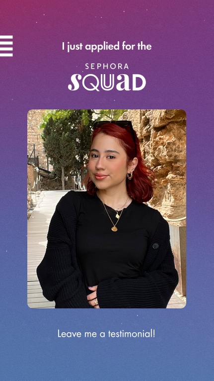 Hey guys! Would mean a lot to me if you can leave a little comment in the link to help me win this amazing opportunity to work with <a href="/Sephora/">Sephora</a> team! 

Thank you for the support always! Click the link🫶

go.sephorasquad.com/testimonial/su…