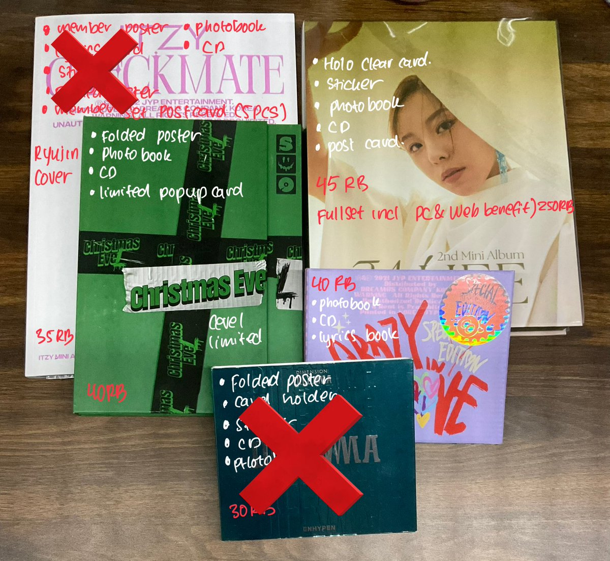 ga_cry_pea's tweet photo. HELP RT &amp; like 🙏
WTS IN RUSH
straykids skz itzy wheein enhypen ive nmixx newjeans bts
✅ incl all
✅ price on pic
✅ 🍊vid
🖇️ christmas evel limited standard checkmate ryujin whee crazy in love maxident ultramilk appmuss makestar starriver nacific nct jeno notshy afterlike rm https://t.co/WolsRzXkxu