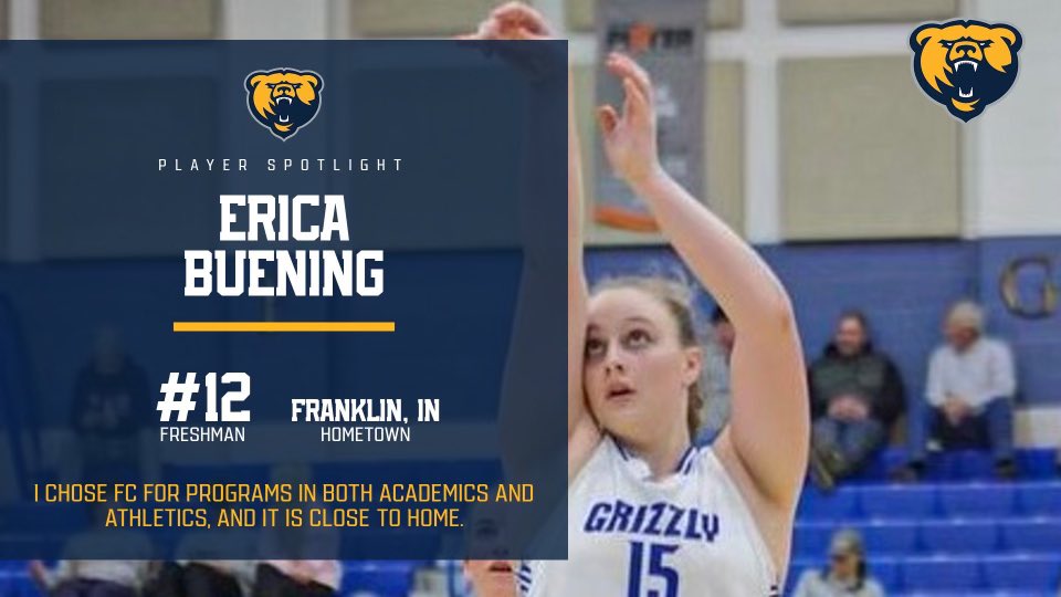 Franklin College WBB (@fcgrizwbb) on Twitter photo ‼️NEW GRIZ 🐻‼️
LET’S WELCOME <a href="/BueningErica/">Erica Buening</a> She’s staying home and we couldn’t be more excited 🤩 ‼️NEW GRIZ 🐻‼️
LET’S WELCOME <a href="/BueningErica/">Erica Buening</a> She’s staying home and we couldn’t be more excited 🤩