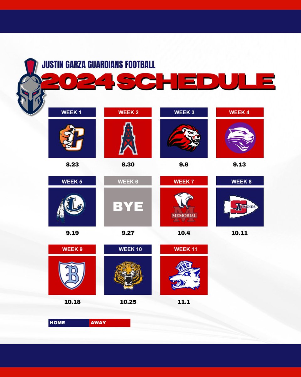 jgh_football's tweet image. 2024 GARZA FOOTBALL SCHEDULE 🏈

To access the schedule online, visit garzaguardiansfootball.com/schedule. @Coach_fares 
.
.
.
#garzaguardiansfootball #standformore #thegarzaway #garzaguardians #justingarza #justingarzahighschool #justingarzafootball #guardianfootball #centralunified