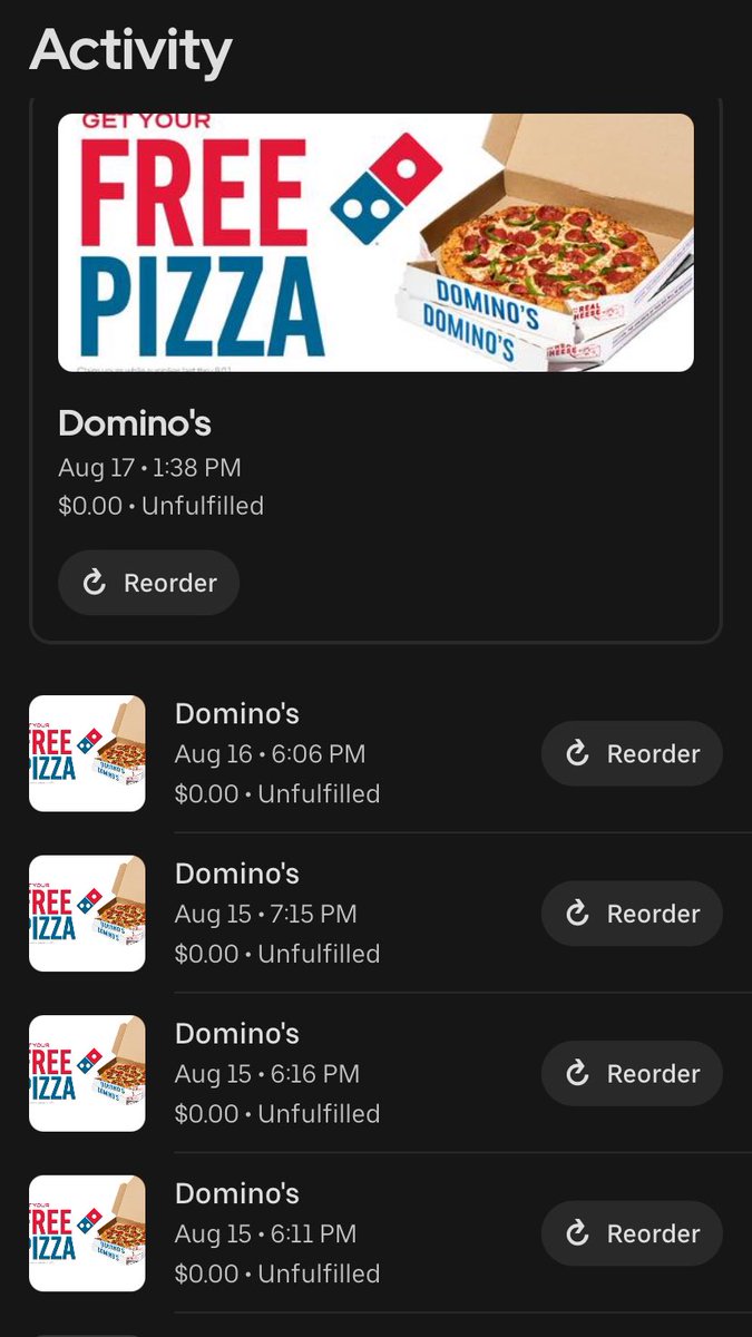 sidneym96's tweet photo. @dominos what’s a girl gotta do to get my @UberEats order accepted ? 😢 https://t.co/dg1pK8DWOz