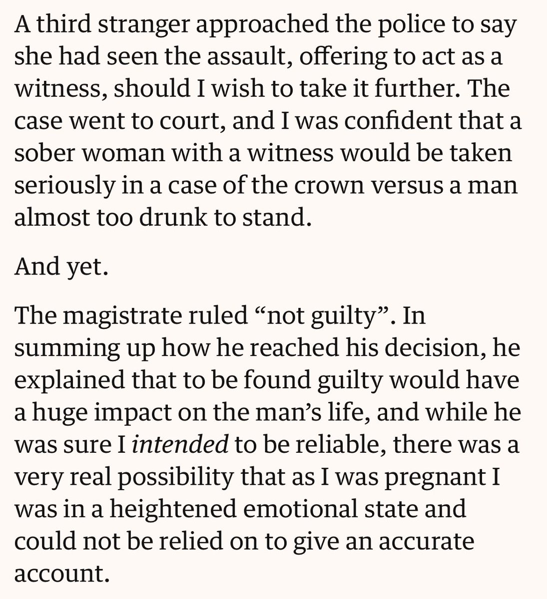 Imagine a judge taking the side of a drunk pervert over two completely sober women. 

Imagine him describing a pregnant woman as unreliable, simply because she was pregnant. 

This is justice for women in 2024 ⬇️

Full article here theguardian.com/commentisfree/…

#NoJusticeForWomen