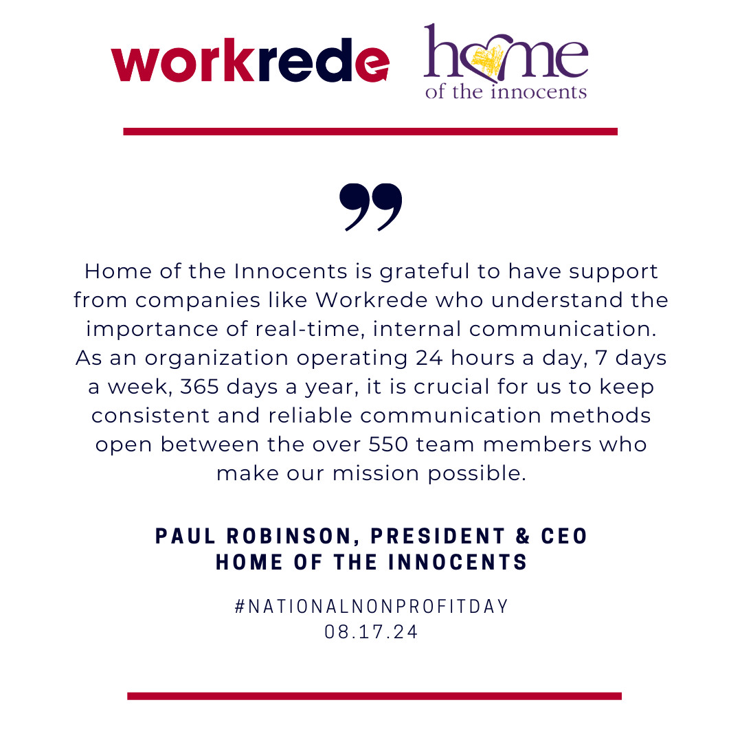 redeapp's tweet image. Today we celebrate our nonprofit clients on National Nonprofit Day, including @HomeInnocents. We applaud your commitment to making a positive impact on the community &amp;amp; honored to play a part in streamlining your internal communications. #NationalNonprofitDay #NondeskWorkforce