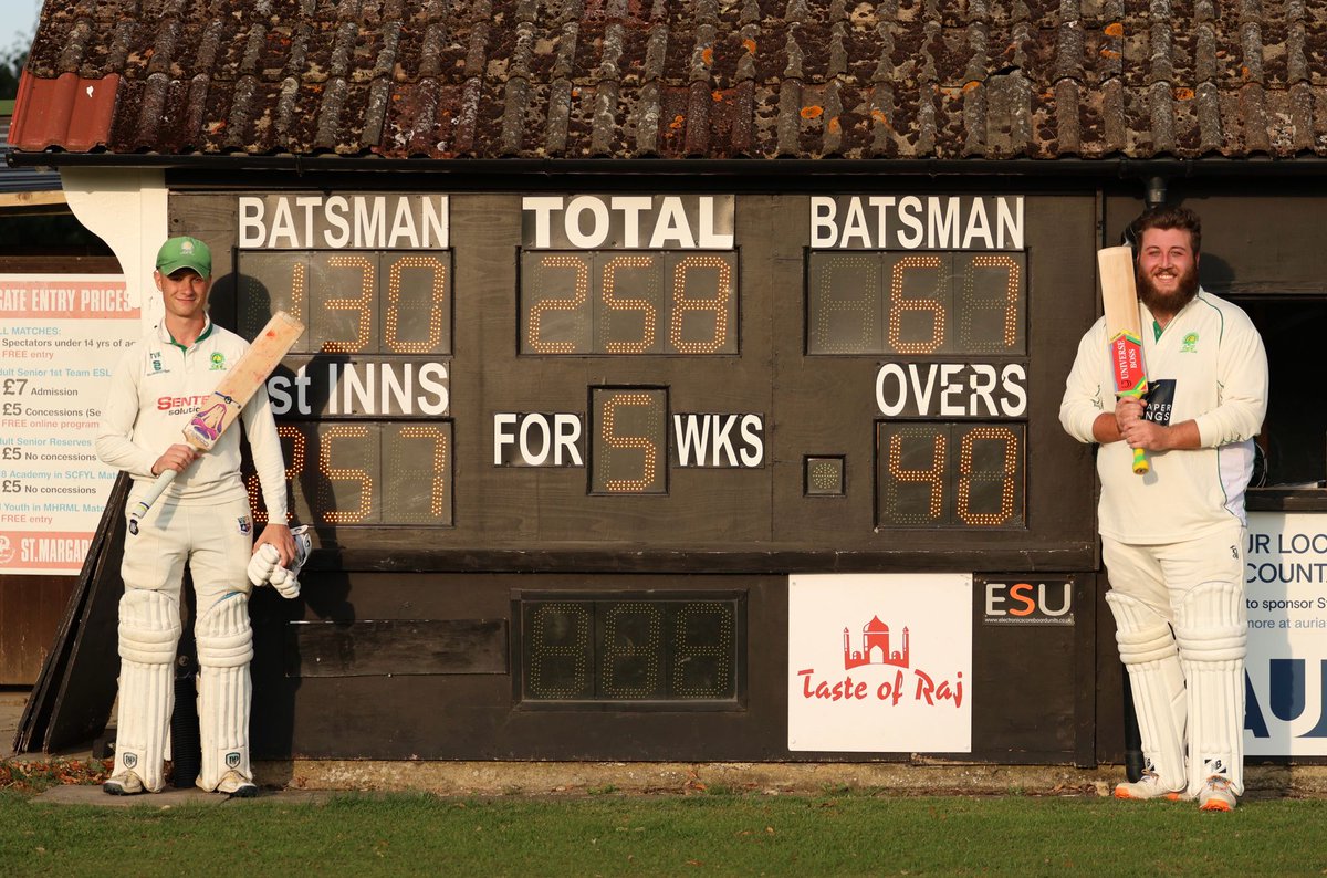 stmargscc's tweet photo. Superb 142* partnership between T Van Rensburg (130* off 120) & T Knifton (67 off 60) see our 2s chase 257 today with 56 balls spare ๐๐ป
#UpTheBury #STMCC https://t.co/4rsuCKovgH