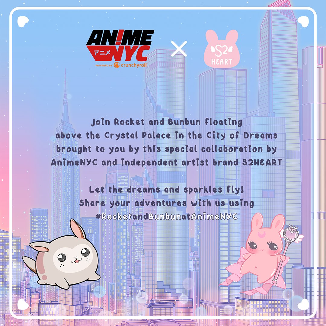 Rocket’s made a new friend, Bunbun, celebrating the magical city #AnimeNYC calls home, mahou shoujo style! Join them a special installation made in collaboration with <a href="/S2HEARTbunny/">bunny @ YOUMACON C1</a> at booth #1818. 

Share your 📸 using #RocketandBunbunatAnimeNYC while you’re at the booth!