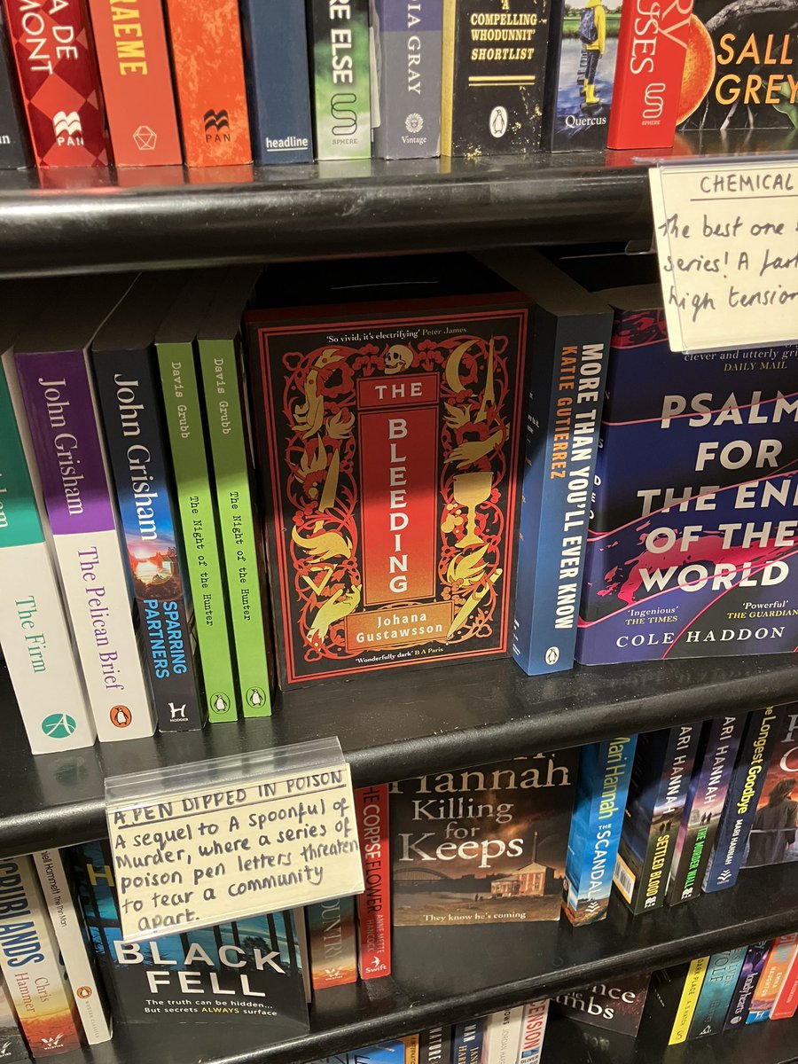 thewarrinerd's tweet image. For a literary translator, the joy of finding your translations in a bookshop never gets old 😁

Spotted at @wstonesdurham 🔪🩸❄️
@JoGustawsson @ragnarjo @OrendaBooks 
#TheBleeding #Winterkill #crimefiction #amtranslating