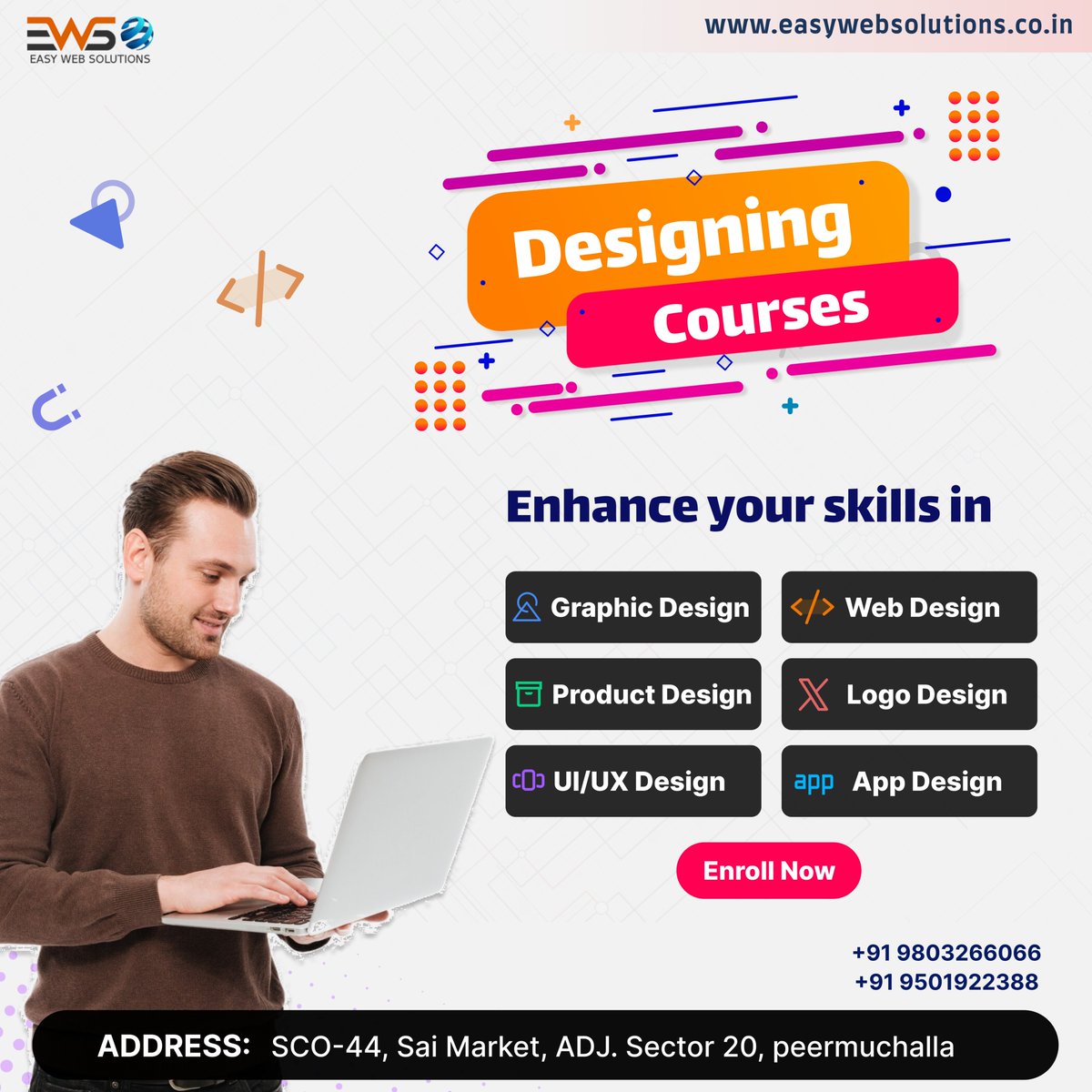 EasyWebSolutio2's tweet image. “Unleash your creativity with Easy Web Solutions’ Graphic Designing Course! Enroll now and start creating stunning visuals that captivate and inspire!
#graphicdesign #designskills #easywebsolutions #creativelearning #visualarts #designeducation #enrollnow #creativityunleashed