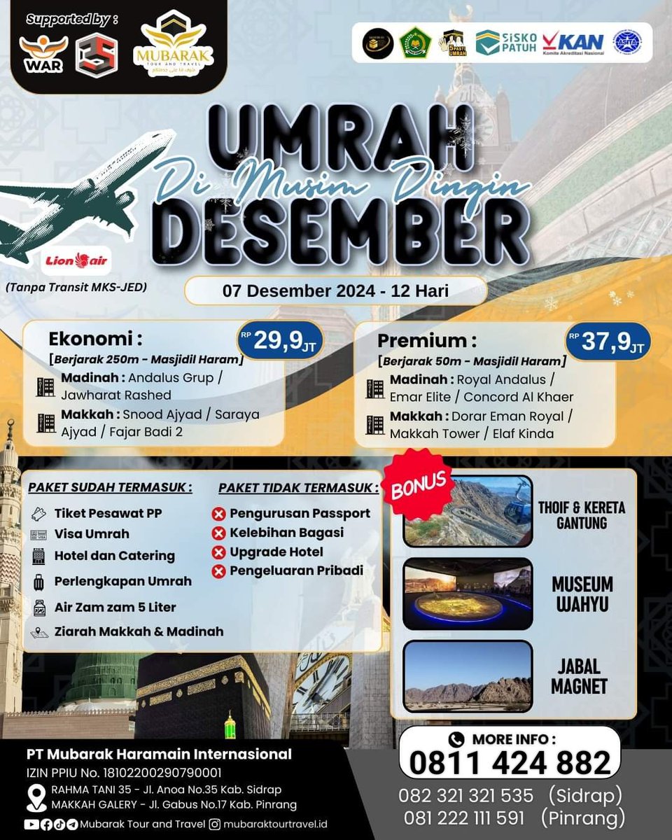 Paket Umroh Liburan berangkat Desember Start Makassar, Harga mulai 29,9 JT !! All in

Informasi:
wa.me/+62811424882 (Kusnadi Abu Ayyub)

#Umrohpromo
#Mubaraktour