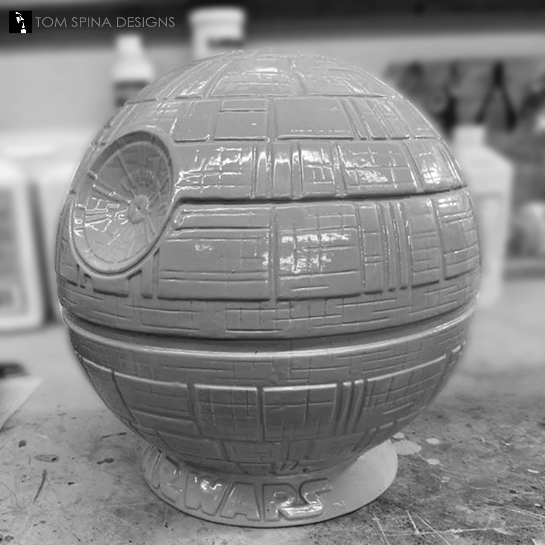 TomSpinaDesigns's tweet photo. Back in 2020, we took part in a fundraiser for our friends at @ranchoobiwan by customizing one of 30 resin Death Stars into a unique piece of art. See more of this fun project here: https://t.co/YCmwfMDoC9

#StarWars #DeathStar #RanchoObiWan #TomSpinaDesigns #RobotMonster https://t.co/g5GhFNHh4e