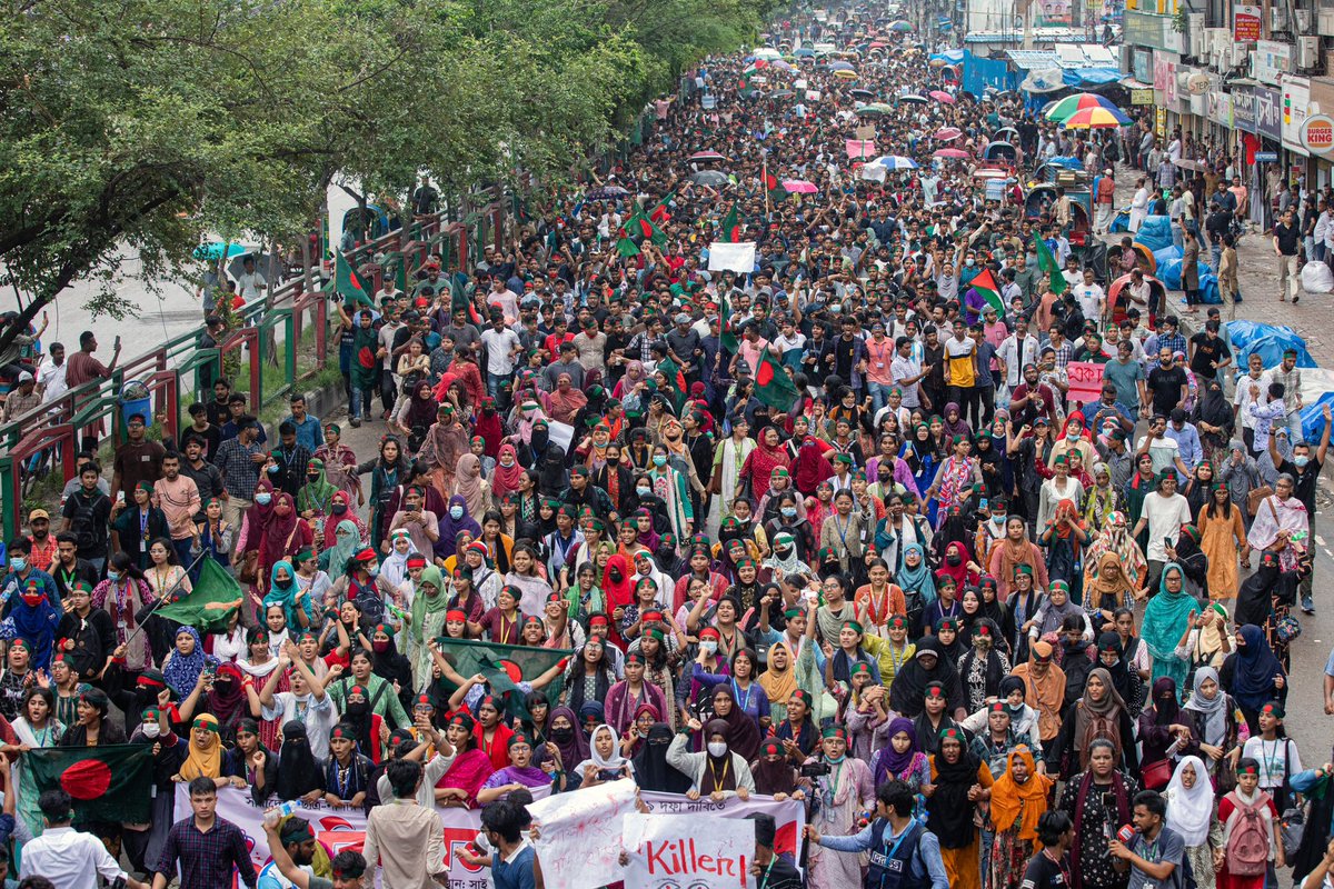 sowore's tweet photo. A Tale of Two Religious Countries-BANGLADESH and NIGERIA! The first photo shows Bangladeshi students embarking on a massive revolt against their leaders, which led the Prime Minister to resign and flee the country.
The second photo is of students of the University of Ibadan in Nigeria during an “UPPER ROOM” religious event on August 16th, 2024. The Nigerian students shunned the nationwide #EndbadgovernanceInNigeria, while Bangladeshi students led their own version of #EndbadGovernance revolt.
Nigerias students still got a chance to fully partake in #FearlessInOctober.