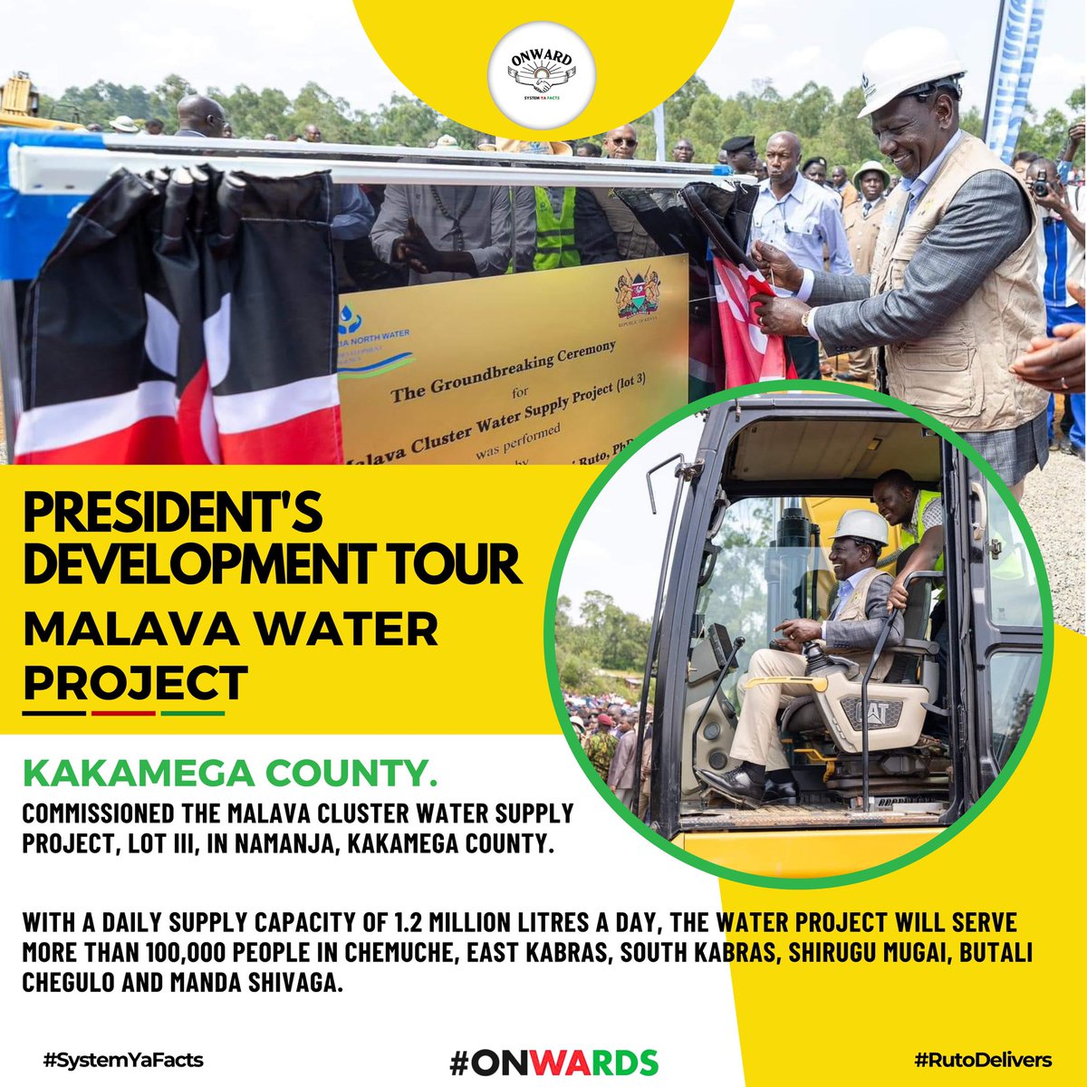 _Harrison_NM's tweet photo. Presidential tour to Kakameanga have brought some goodies to the people. Malava water project will increase accessibility to clean water https://t.co/swzBEXcI2c