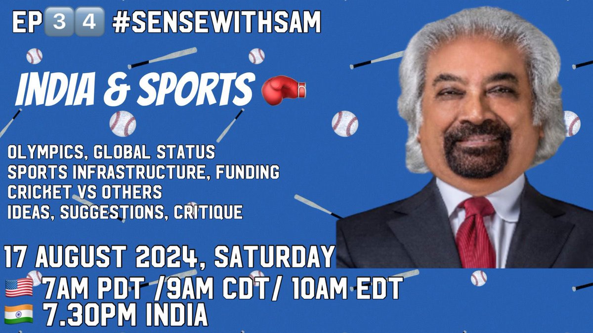 priainc's tweet photo. Please JOIN #SenseWithSam
Today’s topic - India and Sports. https://t.co/eIgEm58RuH