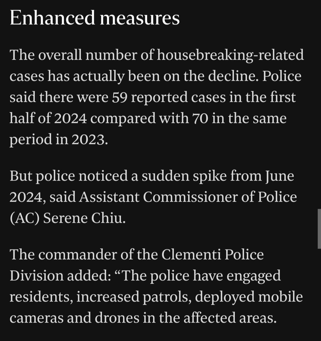ma2loh's tweet photo. Singapore has so few reported housebreaking incidents (59 in the first half of 2024) that police flagged a spike when a single gang contributed to 10 extra burglaries.

https://t.co/97LJwGc0tG https://t.co/jh7BwKqOqQ