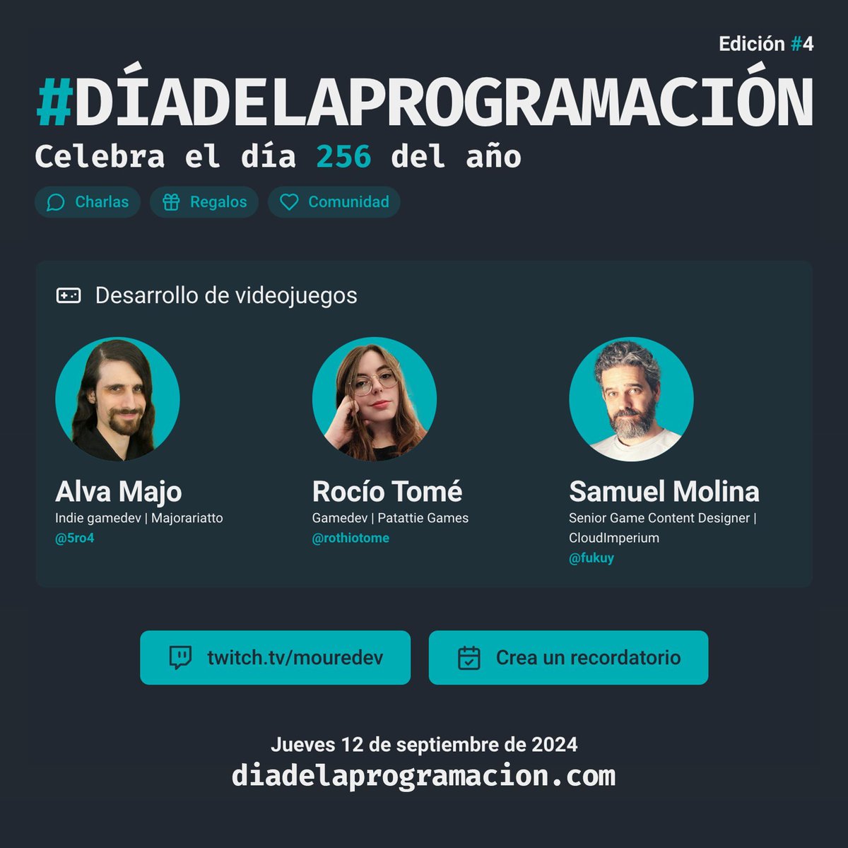 MoureDev's tweet photo. ¿Ya te has enterado de la fiesta que estamos montando para celebrar el día 256 del año?

Y esta es sólo la primera mesa redonda...

Crea un recordatorio en https://t.co/zCT4HSA3jh https://t.co/5lzvOT9ElN
