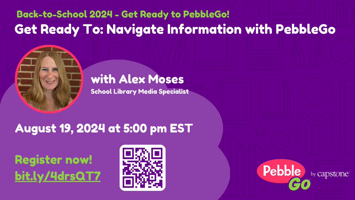 Join <a href="/alexandram/">Ms. Moses</a>, this Monday at 5 PM ET for intro lessons for K-5 students that introduce students to age-appropriate PebbleGo products with a focus on setting students up for successful research.  💻✨ #TLChat #Webinar

Save your spot ➡️ bit.ly/4drsQT7