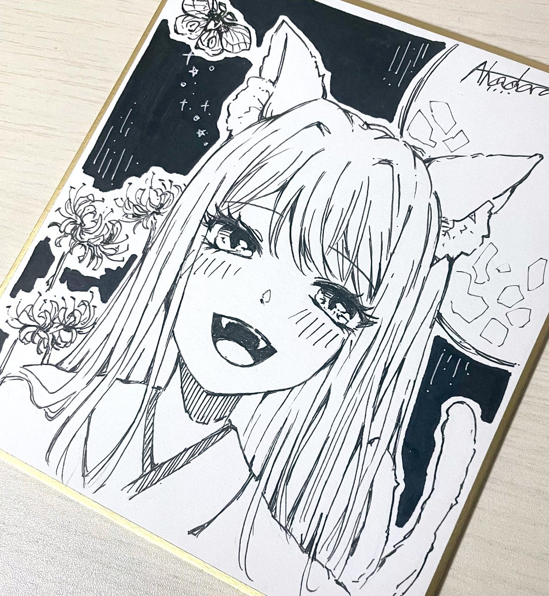 こちらアナログ色紙です🐈‍⬛ 明日は計6枚の色紙を持っ