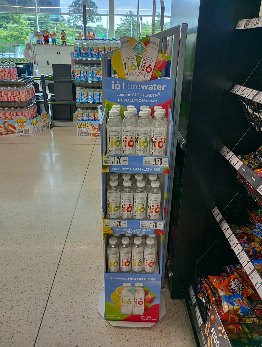 iotribehq's tweet photo. Whoop whoop 🎉, check out our new ió units for ASDA! This one is in Alloa, in the Food2Go section. More are landing at stores in the next few weeks. You can find @iofibrewater in the Food2Go section in 34 ASDA superstores and 9 ASDA petrol stations across Scotland! #GutHealth #ió https://t.co/O8zNn2QIrB