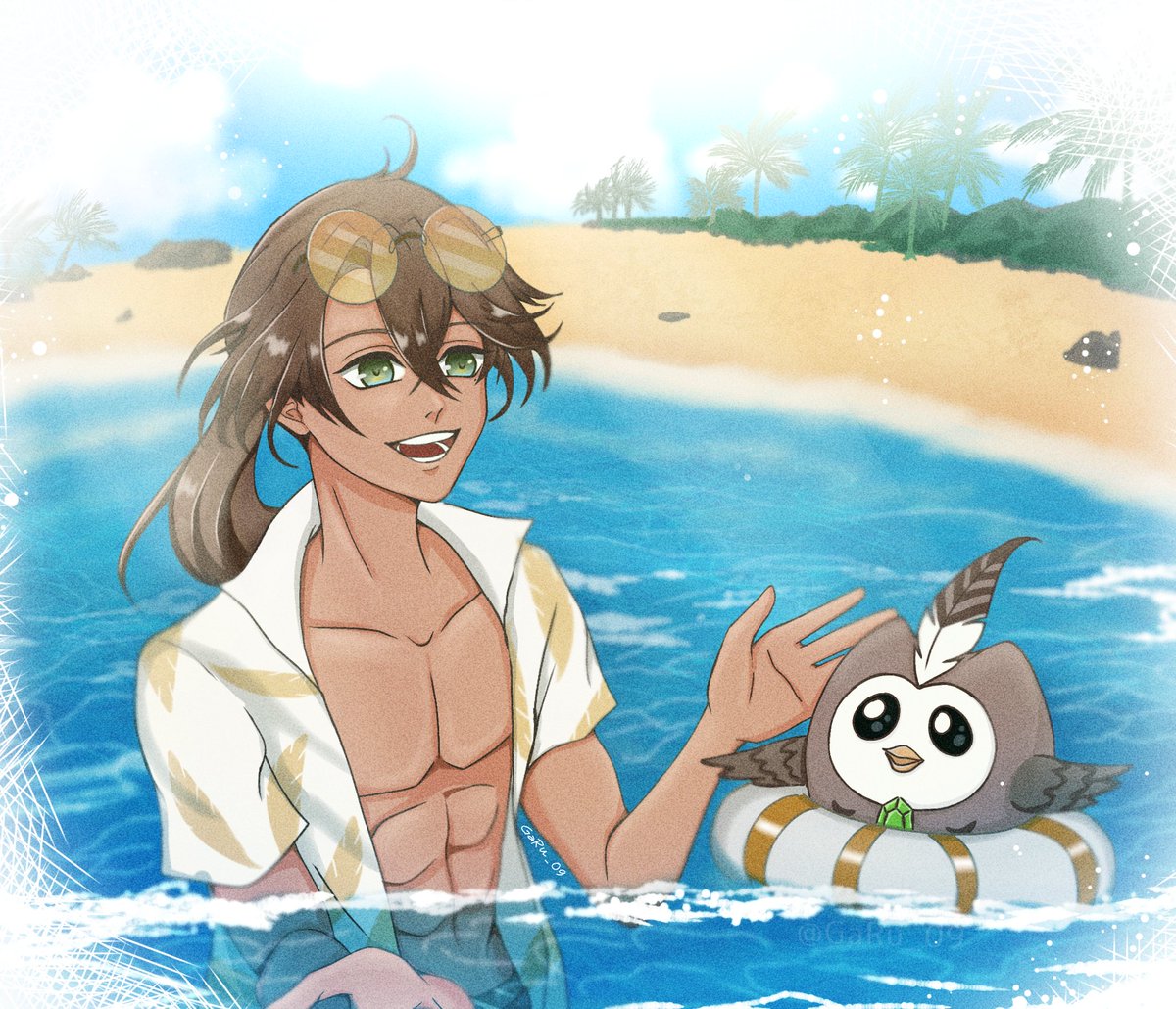 GaRu__09's tweet image. One summer ~ ⛱️☀️

Mr.Vil and Plumie having fun at the beach 🤗✨💚

#Villustrations