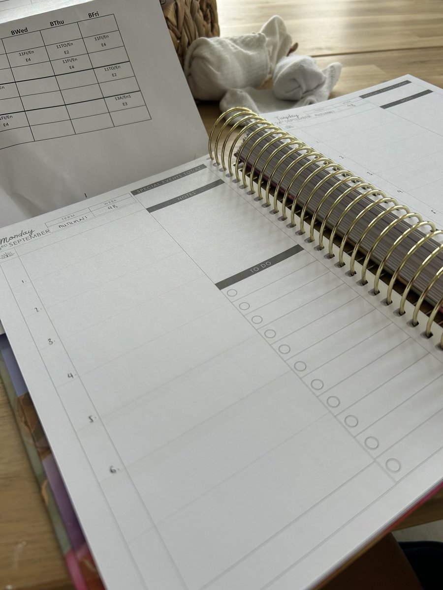 Whilst writing my lessons into my new planner isn’t actually achieving anything, it strangely makes me feel less panicked…(filling a short nap time!)