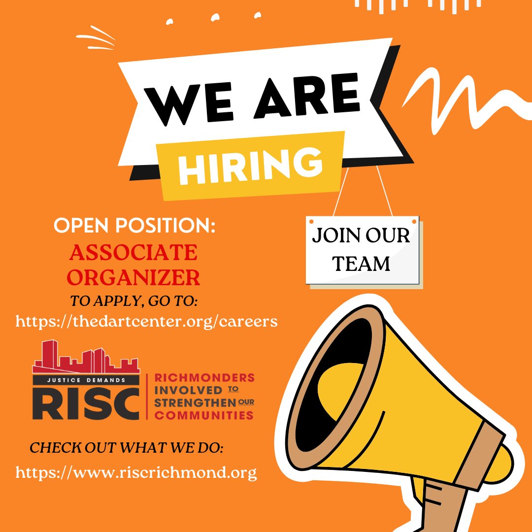 RISC is looking for Associate Organizer candidates! Check out the job description link to apply at thedartcenter.org/careers/