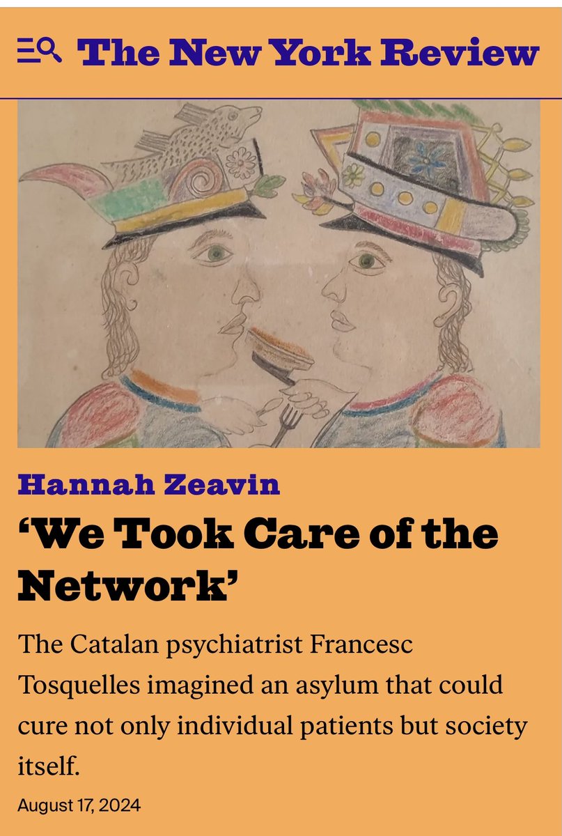 Hannah Zeavin (@hzeavin) on Twitter photo For <a href="/nybooks/">The New York Review of Books</a>, I wrote about the <a href="/FolkArtMuseum/">The American Folk Art Museum</a>'s Francesc Tosquelles show:
nybooks.com/online/2024/08… For <a href="/nybooks/">The New York Review of Books</a>, I wrote about the <a href="/FolkArtMuseum/">The American Folk Art Museum</a>'s Francesc Tosquelles show:
nybooks.com/online/2024/08…
