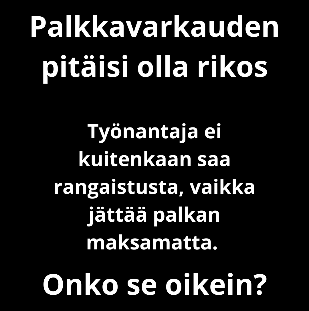 Auta tekemään palkkavarkaudesta rikos! Suomessa alipalkkausta ei valitettavasti ole säädetty rangaistavaksi.

Lisätietoa ja kansalaisaloitteen allekirjoittaminen: kansalaisaloite.fi/fi/aloite/13689 #Palkkavarkaus