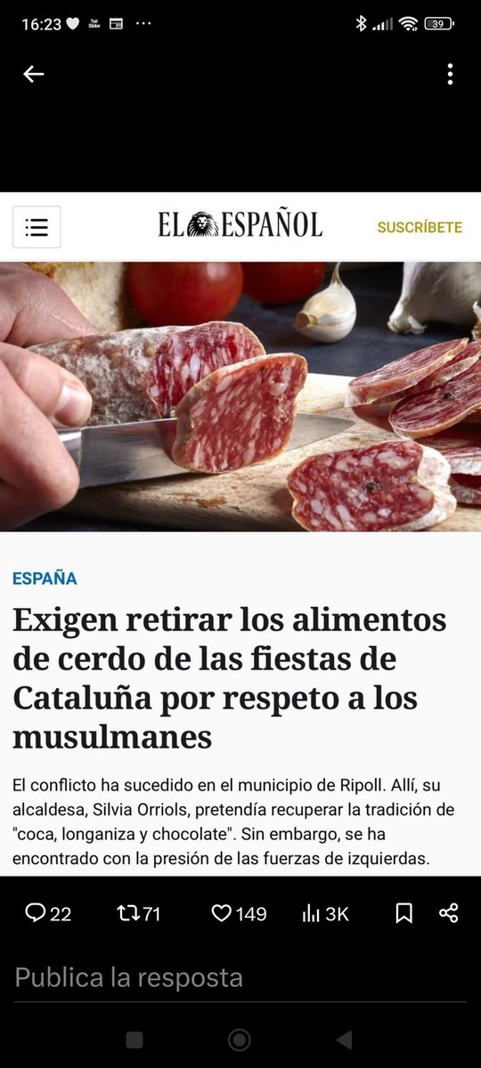 El pernil ,el fuet i les botifarres són sagrades.... riu-te'n de les vaques de la Índia.
Fins aquí podríem arribar.