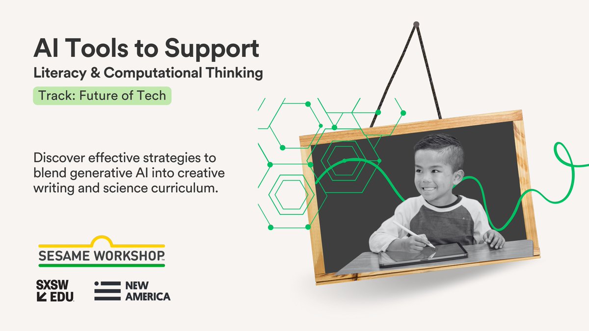 NewAmericaEd's tweet image. What would safe and equitably designed #AI tools look like in elementary school?

Our #EarlyEd policy team needs your vote at @SXSWEDU to explore new ideas about the future of #EdTech and its application in early learning.

🖍️  panelpicker.sxsw.com/vote/154005