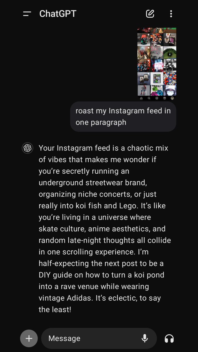 ask chatgpt to roast my feed in one paragraph 