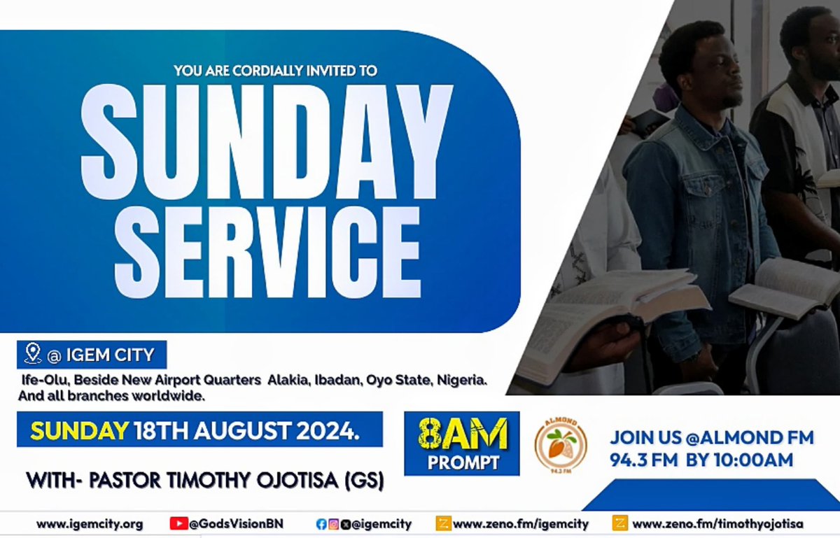 igemcity's tweet photo. Not forsaking the assembling of ourselves together, as the manner of some is; but exhorting one another: and so much the more, as ye see the day approaching. Hebrews 10:25. Worship with us tomorrow. #igem #sundayservice #Lordsday#gospel #wordsoflife #worship #God #Jesus https://t.co/tfyhCK5ovy